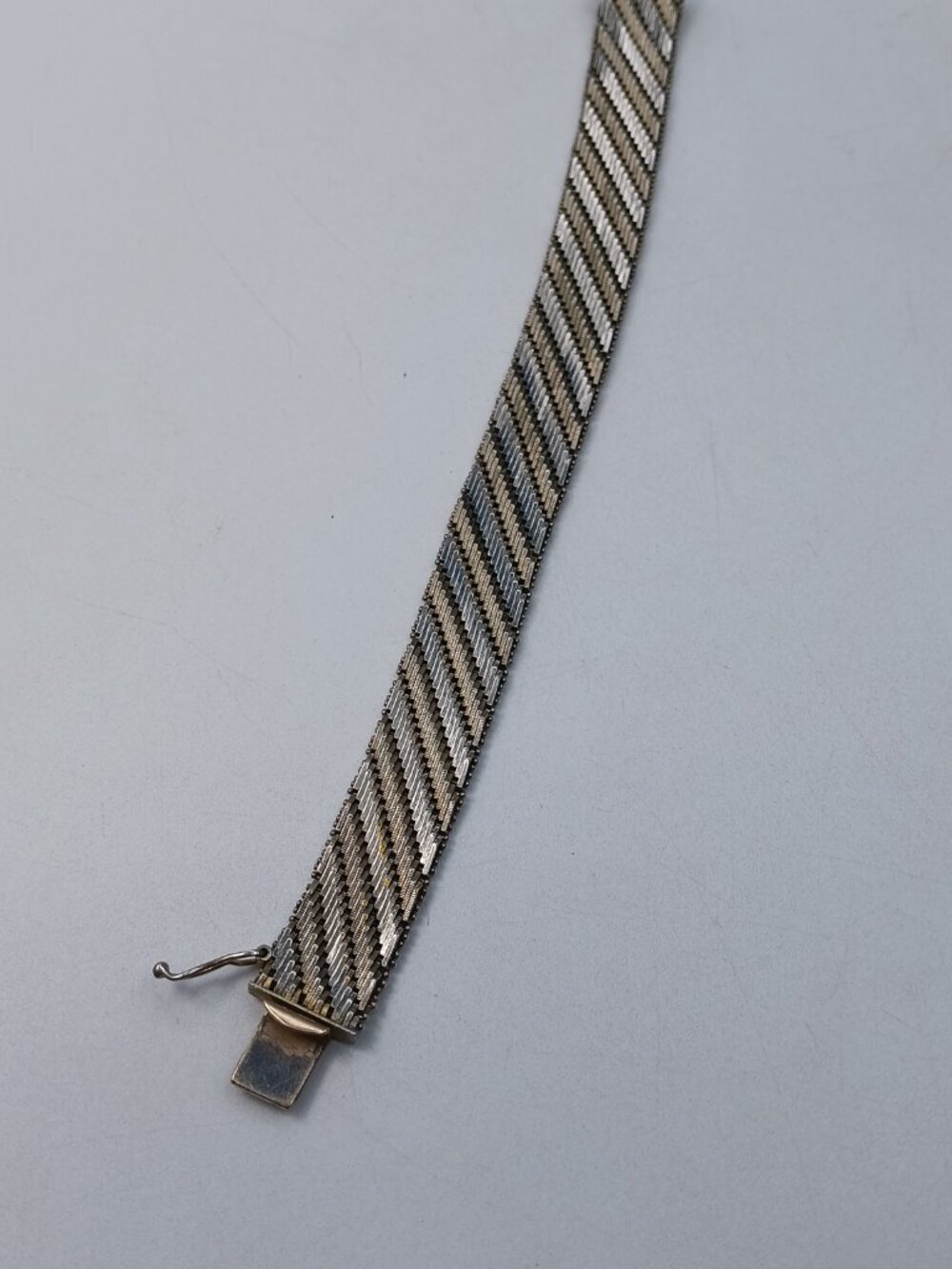 Vintage 925 Italian Sterling Silver Flat Flexible Shiny Chain Link Bracelet 7,5" - Picture 4 of 5